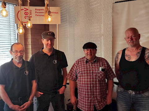Jubilare UV Bau Sektion Z&uuml;rich 30 Jahre. 
Franz Nitecki, Hubert Koller, Werner Rathgeb, Andr&eacute; Ruch