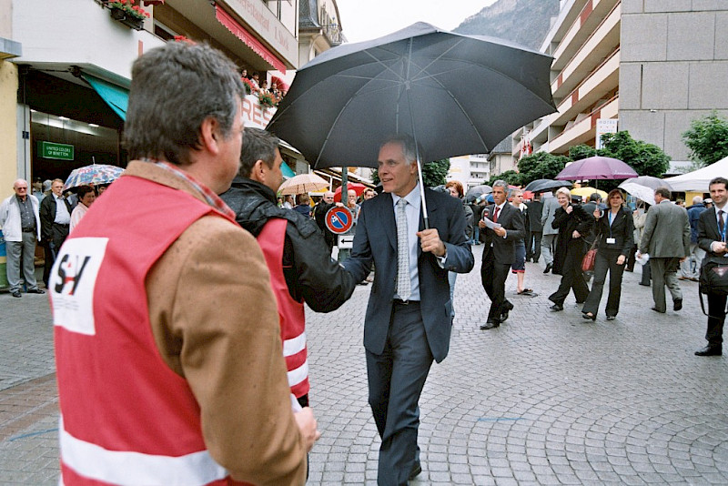 Begegnung mit Bundesrat Moritz Leuenberger in Visp 2007.