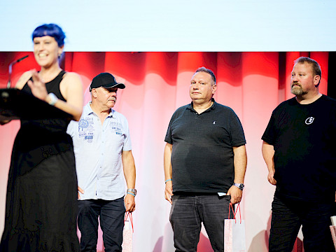 I migliori reclutatori Fritz Haenni, Philippe Schibli und Walter Pizzolante e la segretaria sindacale Stefanie F&uuml;rst / &copy;Manu Friederich